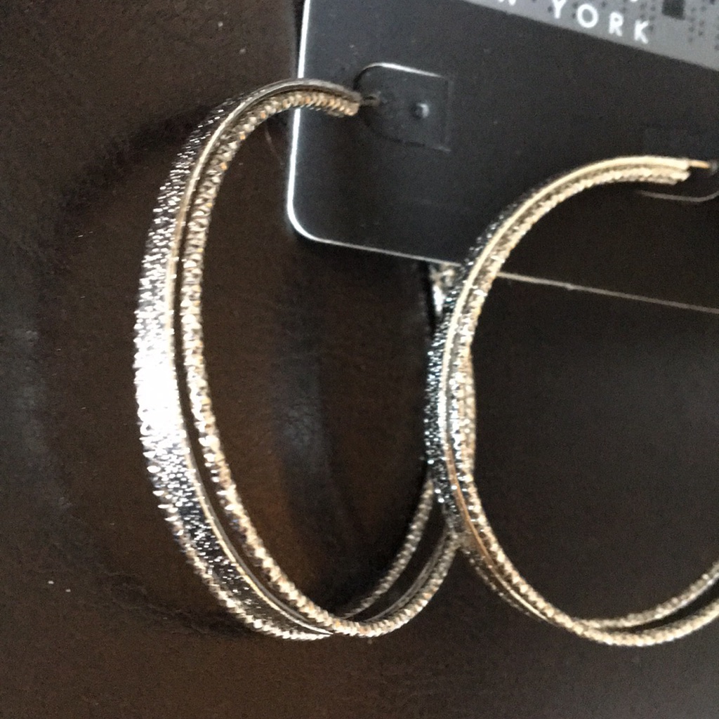 New Nicole Miller Silver Triple Hoops 22$
